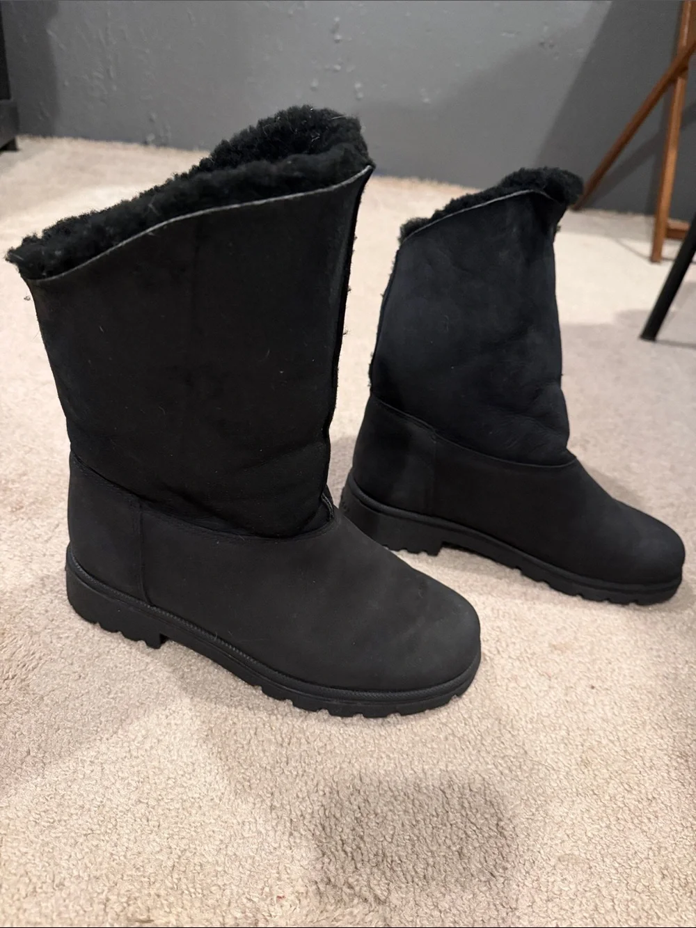 Sorel Black Shearling-Lined Mid-Calf Winter Boots